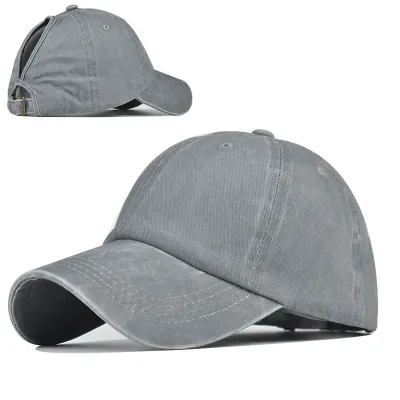 Women Casual Solid Color Breathable Ponytail Peaked Cap
