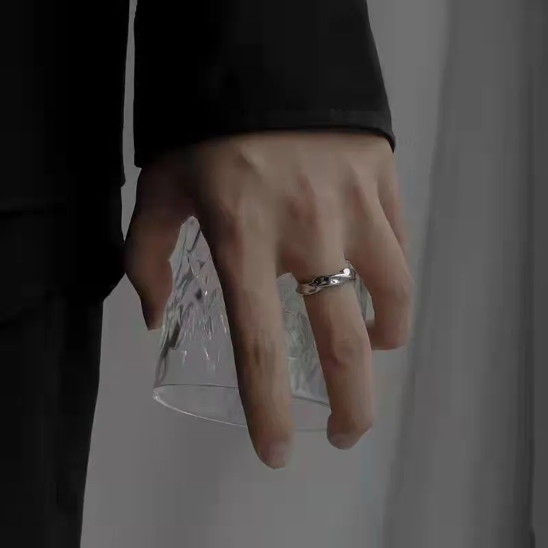 Mobius Design Men Couple Silver Plated Open Simple Ring