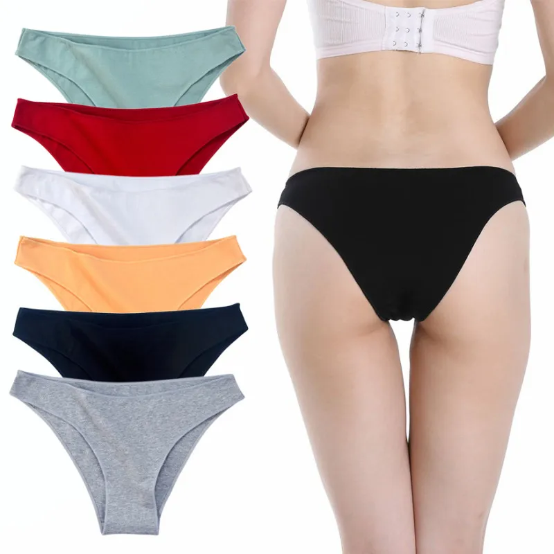 Women Basic Solid Color Low Waist Cotton Summer Panty