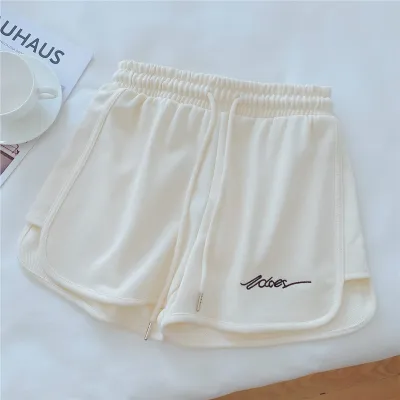 Cotton Sports Women Summer Loose Pajama High Waist Casual Wide Leg Shorts