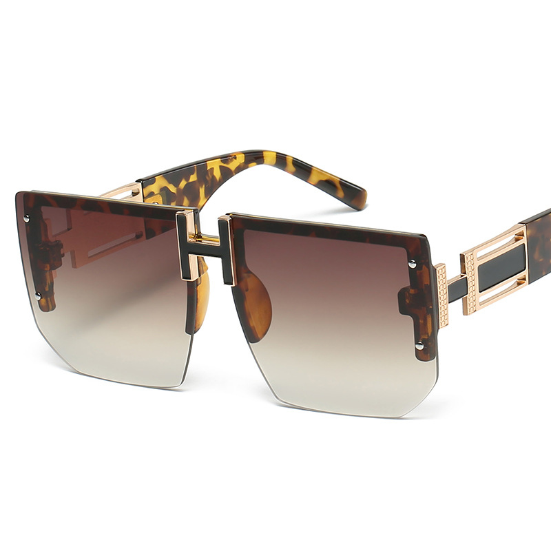 Wholesale Unisex Half Mirror Metal Chain Square Sunglasses