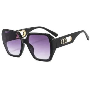Unisex Simple Polygon Frame Temple Cutout Sunglasses