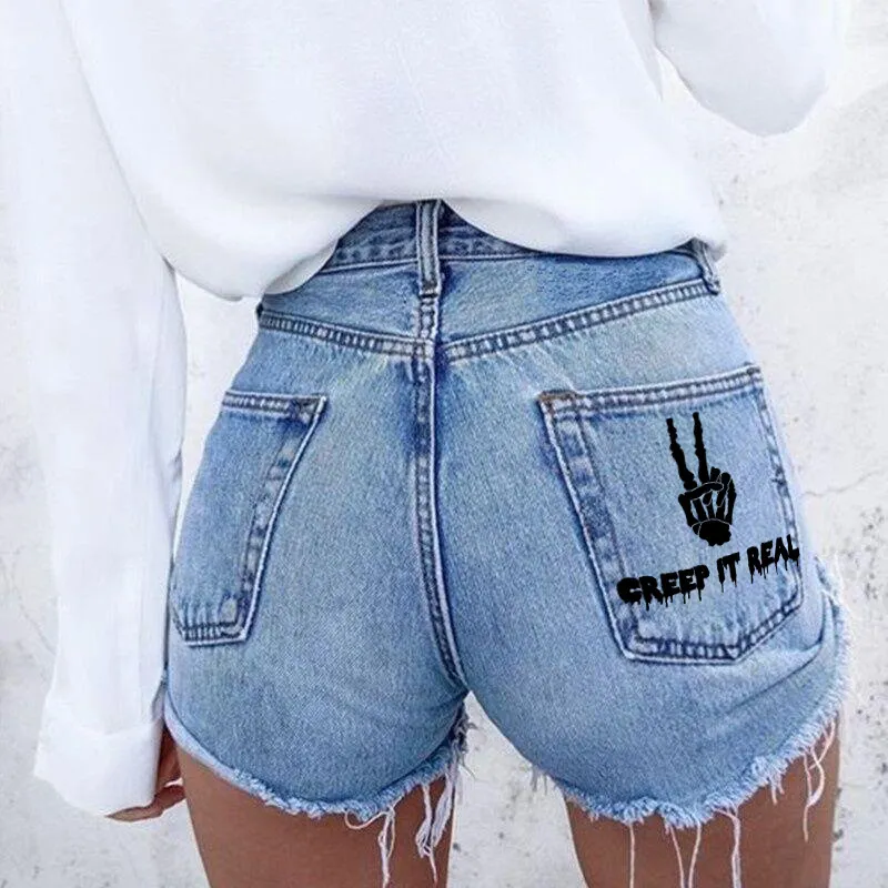 Women Summer Loose Edgy Vintage Casual High Waist Denim Shorts