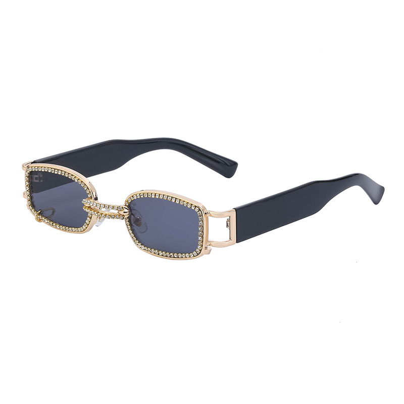 Wholesale Unisex Fashion Diamond Square Frame Hoop Sunglasses