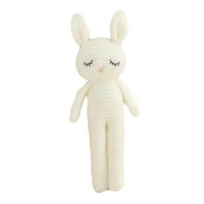 Children Solid Color Knitted Rabbit Plush Toy PP Cotton Super Soft Short Plush 25Cm