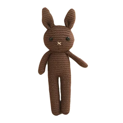 Children Solid Color Knitted Rabbit Plush Toy PP Cotton Super Soft Short Plush 25Cm