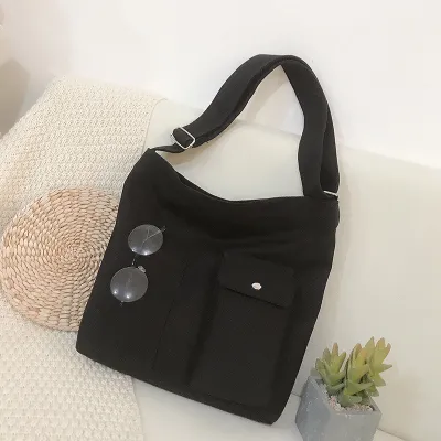 Women Simple Casual Canvas Student Tote Shopping Bag