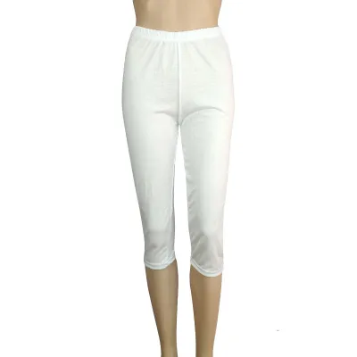 Women Plus Size Elastic Solid Color Low Waist Bottoming Pants