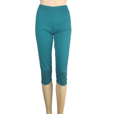 Women Plus Size Elastic Solid Color Low Waist Bottoming Pants