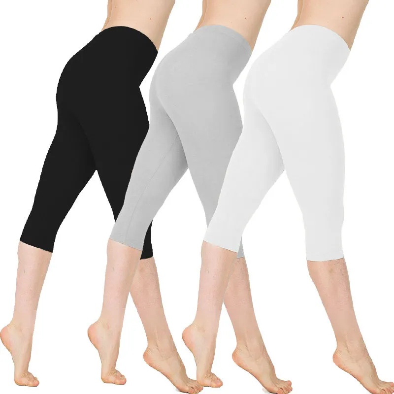 Women Plus Size Elastic Solid Color Low Waist Bottoming Pants