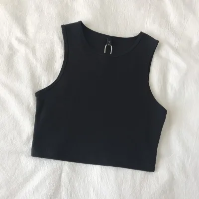 Women Summer Solid Color Slim Sleeveless Crop Tank Top