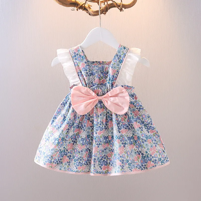 Kids Toddler Girls Fashion Small Tiny Flower Print Short Sleeve Ruffle Dress