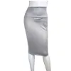 Imitation Leather Hip Skirt Silver Grey