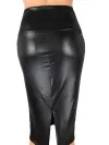 Slit Faux Leather Hip Skirt Black
