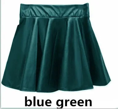 Women High Waist Faux Leather Pleated Skirt Short Skirt