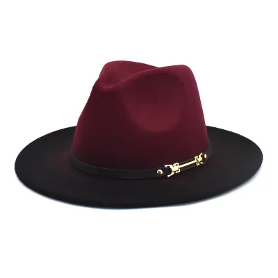 Unisex Autumn Winter Gradient Large Brim Fedora Hat