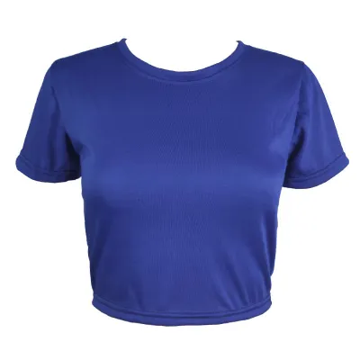 Women Summer Solid Color Short Sleeve Round Neck Crop Top
