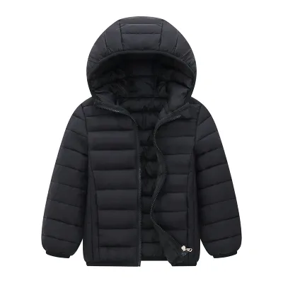 Kids Toddler Girls Boy Fashion Lightweight Solid Zip Hooded Down Padded Jacket Bubble Coat