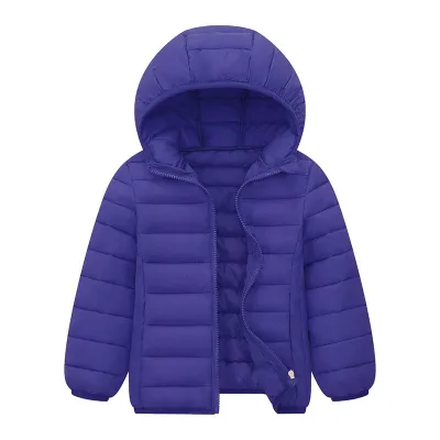 Kids Toddler Girls Boy Fashion Lightweight Solid Zip Hooded Down Padded Jacket Bubble Coat