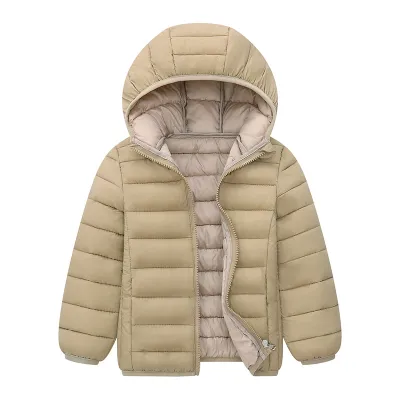 Kids Toddler Girls Boy Fashion Lightweight Solid Zip Hooded Down Padded Jacket Bubble Coat