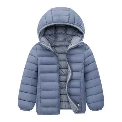 Kids Toddler Girls Boy Fashion Lightweight Solid Zip Hooded Down Padded Jacket Bubble Coat