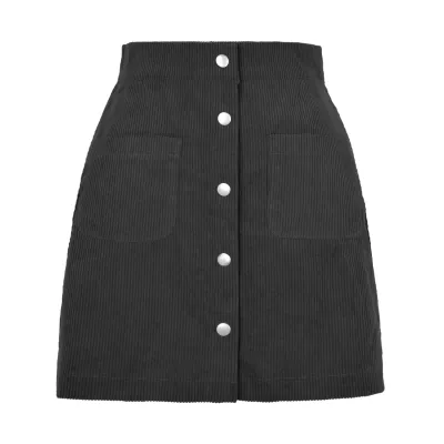 Women Corduroy Single Breasted Bag Hip Skirt