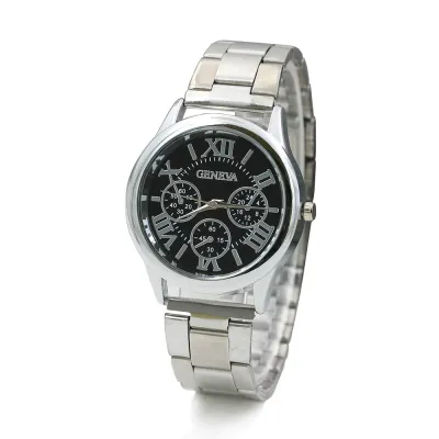 Men's Classic Round Dial Steel Band Business Casual Alloy Watch