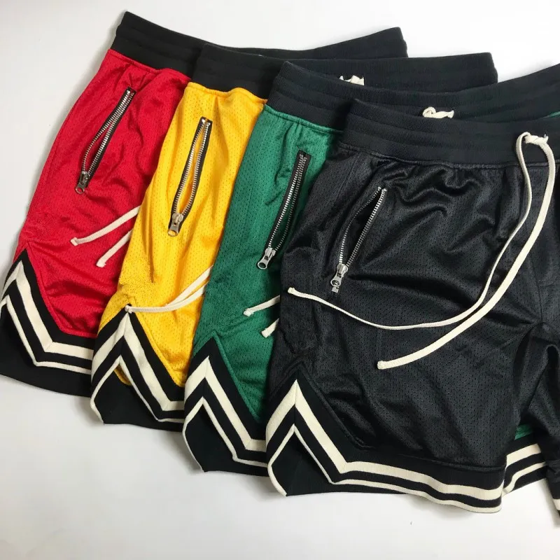 Men Casual Colorblock Striped Mesh Mid-Rise Tie Loose Sports Breathable Bermuda Shorts