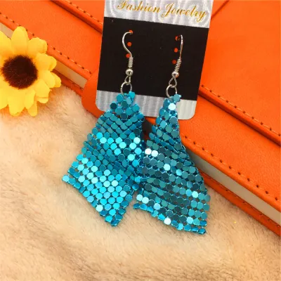 Women Fashion Exaggerated Square Variable Sequin Earrings