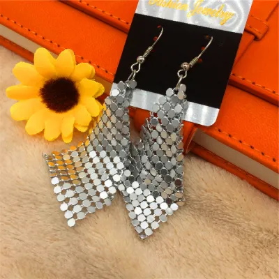Women Fashion Exaggerated Square Variable Sequin Earrings