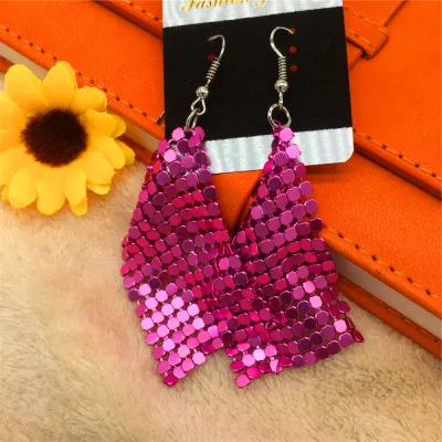 Women Fashion Exaggerated Square Variable Sequin Earrings