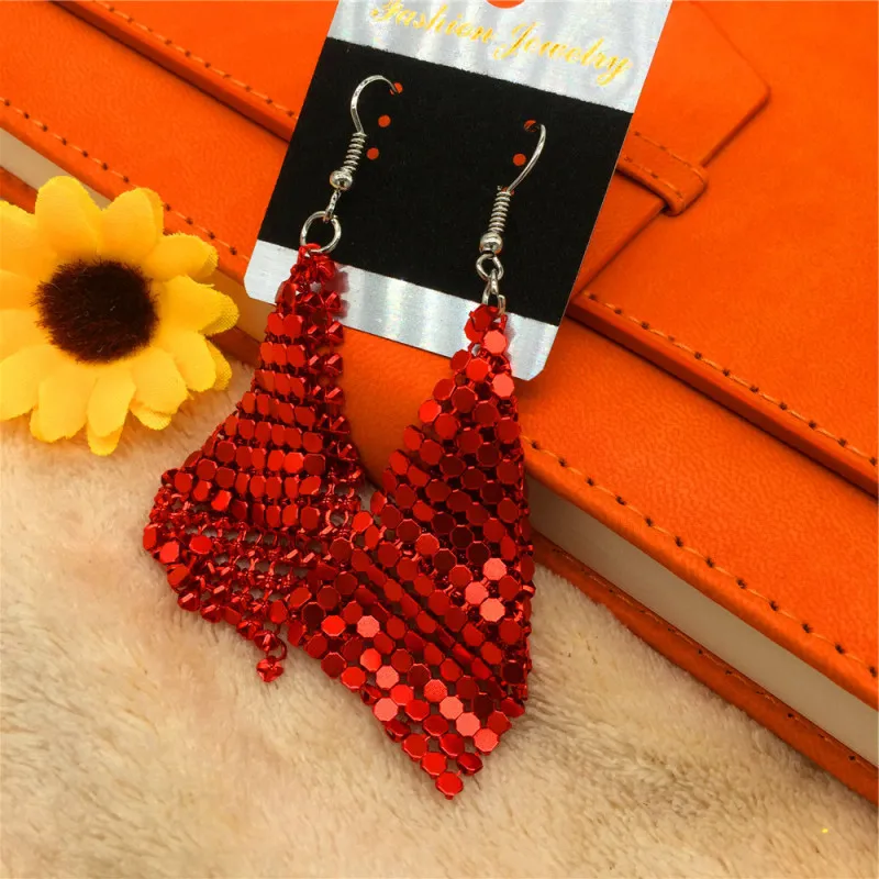 Women Fashion Exaggerated Square Variable Sequin Earrings