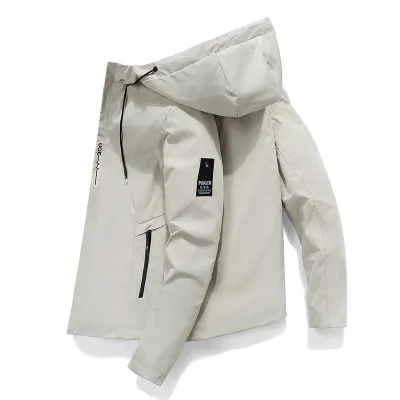 Men Casual Patch Oversized Hooded Jacket with Multiple Pockets