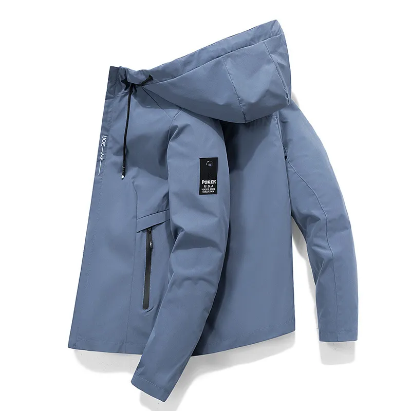Men Casual Patch Oversized Hooded Jacket with Multiple Pockets