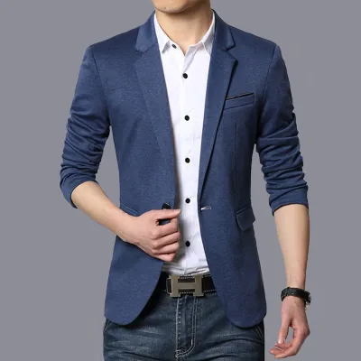 Men Casual Slim Fit Suit with Pocket Decoration