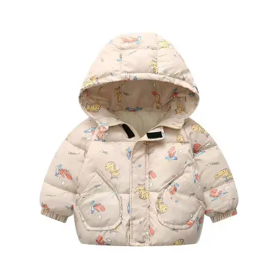 Kids Toddler Girls Boys Fashion Down Cotton Long Hooded Thick Jacket Zip Closure