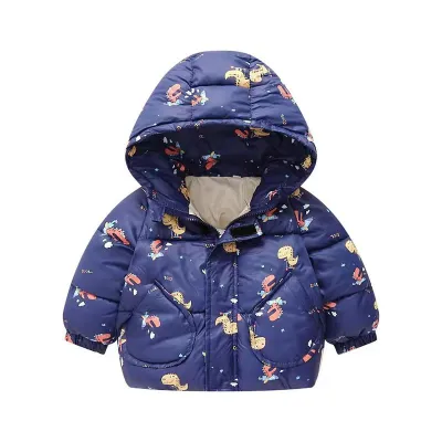 Kids Toddler Girls Boys Fashion Down Cotton Long Hooded Thick Jacket Zip Closure