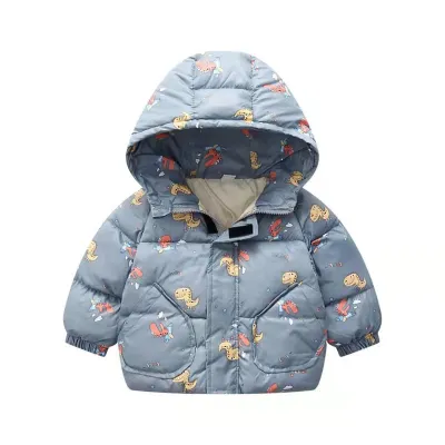 Kids Toddler Girls Boys Fashion Down Cotton Long Hooded Thick Jacket Zip Closure