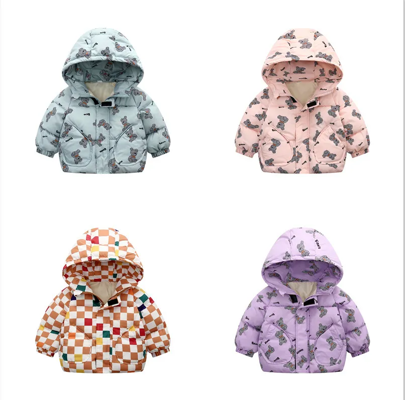 Kids Toddler Girls Boys Fashion Down Cotton Long Hooded Thick Jacket Zip Closure
