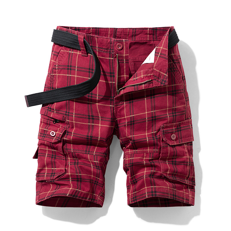 国内で当店のみ TRECLUB - Plaid Multi-Pocket Crinkled Cargo TRECLUB Plaid Multi-Pocket Crinkled Cargo Pants
