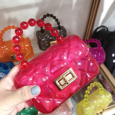 Fashion Chain Transparent Jelly Mini Crossbody Bag PVC Solid Color