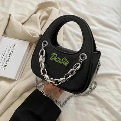 Pop Chain Solid Color Crossbody Handbag