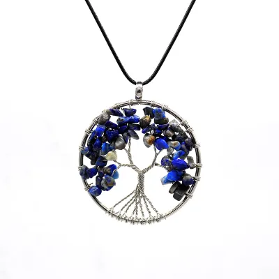 Women Fashion Colorful Crystal Tree Of Life Necklace Exotic Leaf