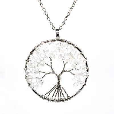 Women Fashion Colorful Crystal Tree Of Life Necklace Exotic Leaf