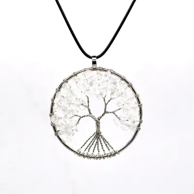 Women Fashion Colorful Crystal Tree Of Life Necklace Exotic Leaf