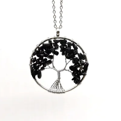 Women Fashion Colorful Crystal Tree Of Life Necklace Exotic Leaf