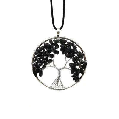 Women Fashion Colorful Crystal Tree Of Life Necklace Exotic Leaf