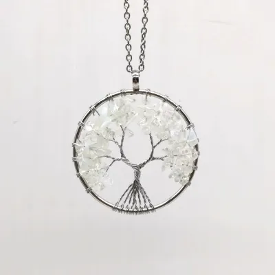 Women Fashion Colorful Crystal Tree Of Life Necklace Exotic Leaf