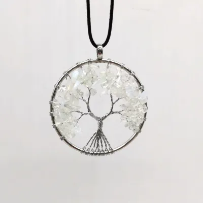 Women Fashion Colorful Crystal Tree Of Life Necklace Exotic Leaf