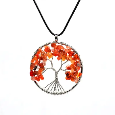 Women Fashion Colorful Crystal Tree Of Life Necklace Exotic Leaf